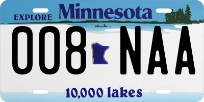 MN license plate 008NAA