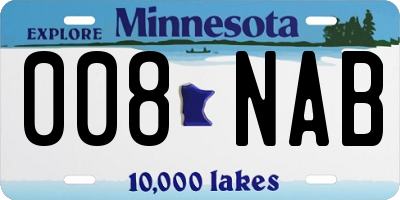MN license plate 008NAB