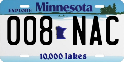 MN license plate 008NAC