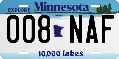 MN license plate 008NAF