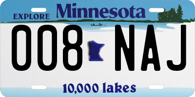 MN license plate 008NAJ