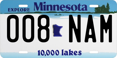 MN license plate 008NAM