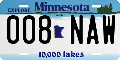 MN license plate 008NAW