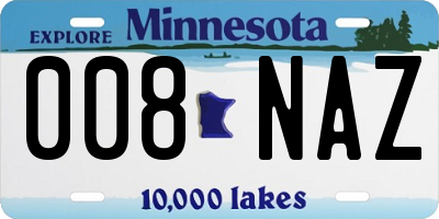 MN license plate 008NAZ
