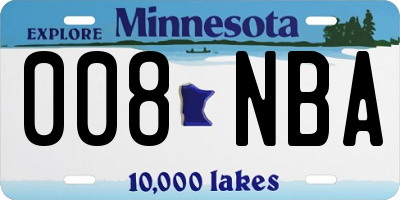 MN license plate 008NBA