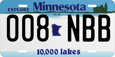 MN license plate 008NBB