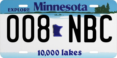 MN license plate 008NBC