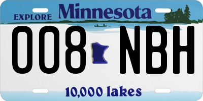 MN license plate 008NBH
