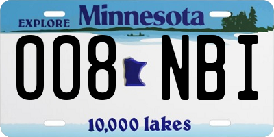 MN license plate 008NBI