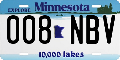 MN license plate 008NBV