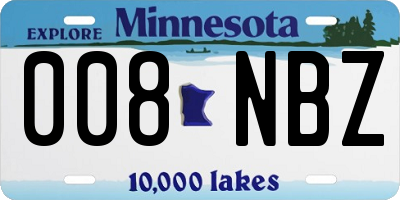 MN license plate 008NBZ