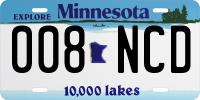 MN license plate 008NCD