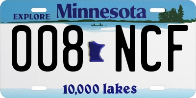 MN license plate 008NCF