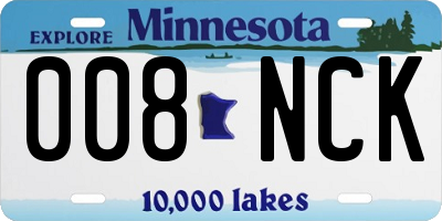 MN license plate 008NCK