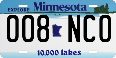 MN license plate 008NCO