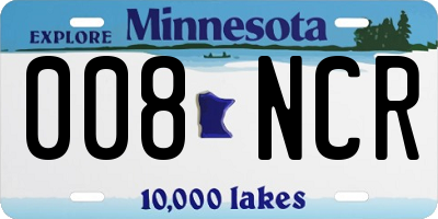 MN license plate 008NCR