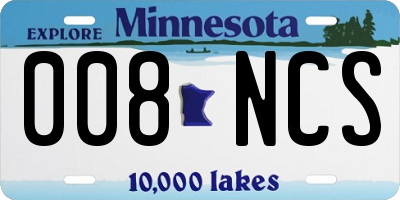 MN license plate 008NCS