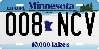 MN license plate 008NCV