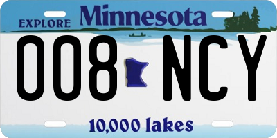 MN license plate 008NCY