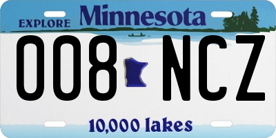 MN license plate 008NCZ