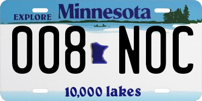 MN license plate 008NOC