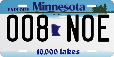 MN license plate 008NOE