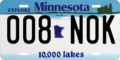 MN license plate 008NOK