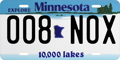 MN license plate 008NOX