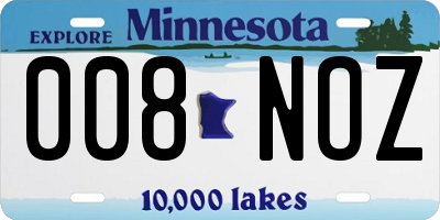 MN license plate 008NOZ