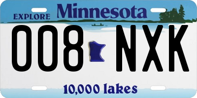MN license plate 008NXK