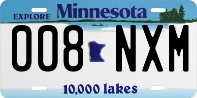 MN license plate 008NXM