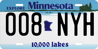 MN license plate 008NYH