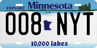 MN license plate 008NYT