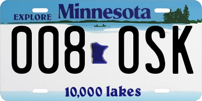 MN license plate 008OSK
