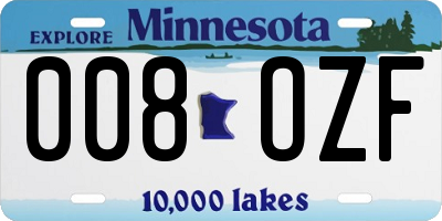 MN license plate 008OZF
