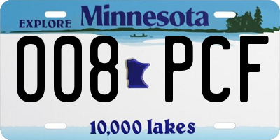 MN license plate 008PCF