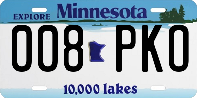 MN license plate 008PKO