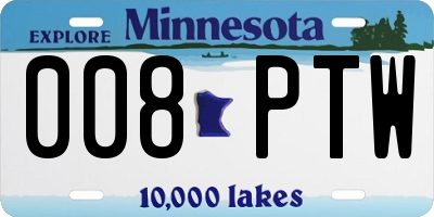 MN license plate 008PTW