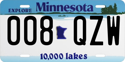 MN license plate 008QZW