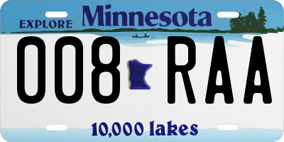 MN license plate 008RAA