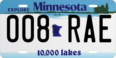 MN license plate 008RAE