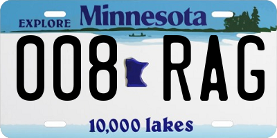 MN license plate 008RAG