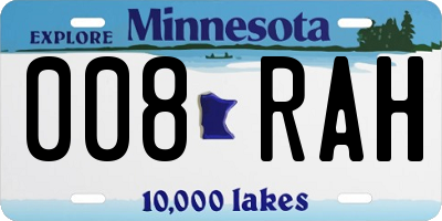 MN license plate 008RAH