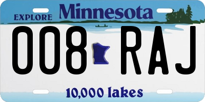 MN license plate 008RAJ
