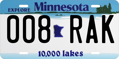 MN license plate 008RAK