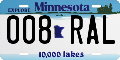 MN license plate 008RAL