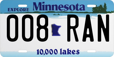 MN license plate 008RAN