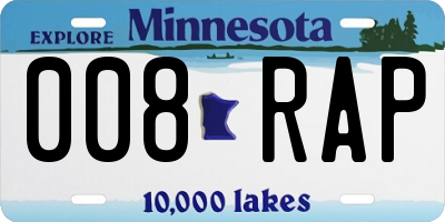 MN license plate 008RAP