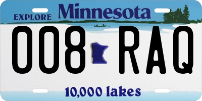 MN license plate 008RAQ