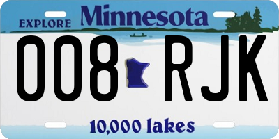 MN license plate 008RJK